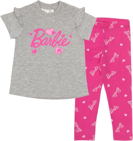 Barbie Girls Short Sleeve T-Shirt & Leggings Set, Short Sleeve Tee and Leggins 2 Piece Set for Girls in Saudi Arabia