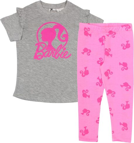 Barbie Girls Short Sleeve T-Shirt & Leggings Set, Short Sleeve Tee and Leggins 2 Piece Set for Girls in Saudi Arabia