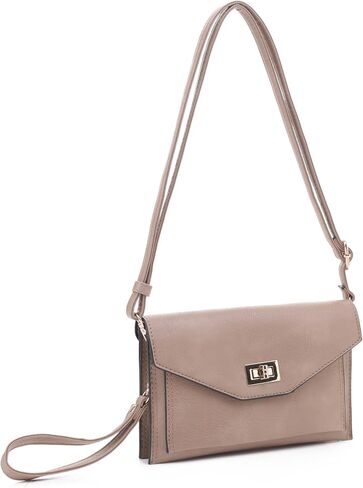 Isabelle Multifunctional Women's Envelope Style Crossbody Wallet Clutch with Turn Lock and Zipper Closure in Saudi Arabia