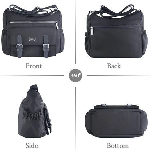 محفظة ELDA Crossbody للنساء من النايلون حقيبة ساعي البريد متعددة الجيوب حقيبة كتف كاجوال خفيفة الوزن للسيدات وكتب جيوب للسفر in Kuwait