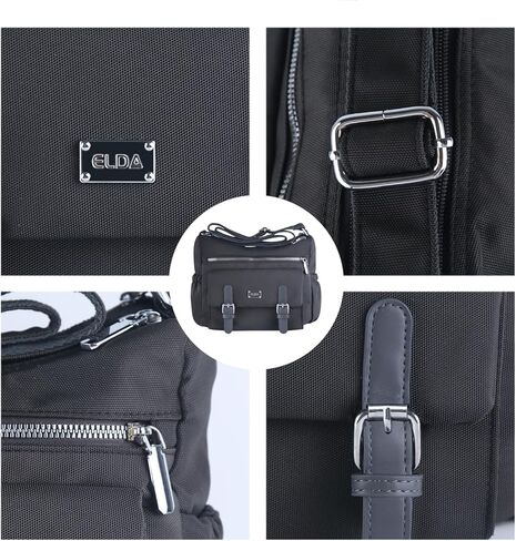 محفظة ELDA Crossbody للنساء من النايلون حقيبة ساعي البريد متعددة الجيوب حقيبة كتف كاجوال خفيفة الوزن للسيدات وكتب جيوب للسفر in Kuwait