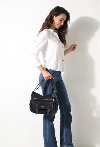 محفظة ELDA Crossbody للنساء من النايلون حقيبة ساعي البريد متعددة الجيوب حقيبة كتف كاجوال خفيفة الوزن للسيدات وكتب جيوب للسفر in Kuwait