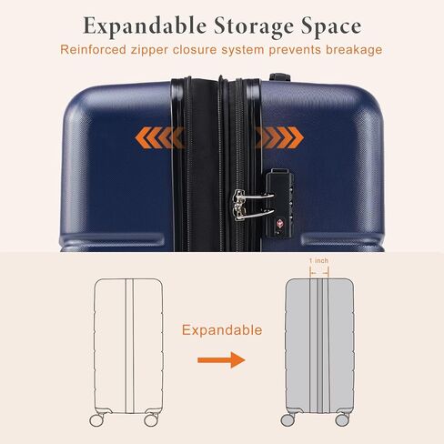 Sweetcrispy 20 inch Carry on Luggage, Hard Shell ABS Suitcase with Double Spinner Wheels, Lightweight Expandable Rolling Luggage with TSA Lock in Saudi Arabia