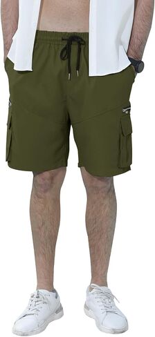 Angbater Men's Cargo Shorts Casual Drawstring Elastic Waist Outdoor Lightweight Workout Hiking Short with Multi-Pocket in Saudi Arabia