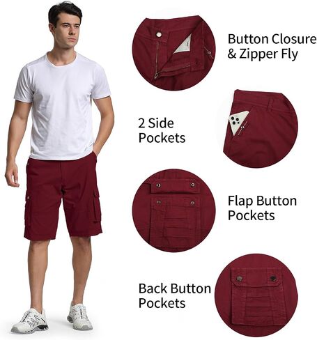 Men's Cargo Shorts Relaxed Fit Below Knee Length Hiking Shorts with 6 Pockets in Saudi Arabia