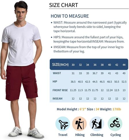 Men's Cargo Shorts Relaxed Fit Below Knee Length Hiking Shorts with 6 Pockets in Saudi Arabia
