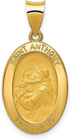 14k Yellow Gold Saint Anthony Medal Necklace Charm Pendant Religious Patron St Fine Jewelry For Women Gifts For Her in Saudi Arabia