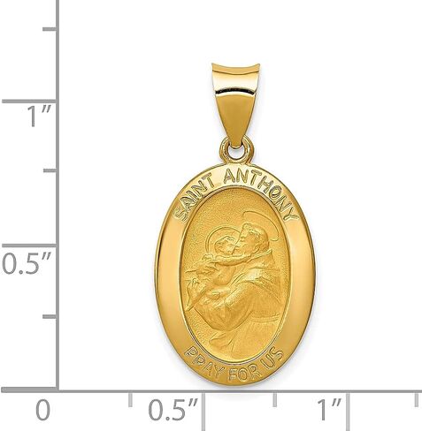 14k Yellow Gold Saint Anthony Medal Necklace Charm Pendant Religious Patron St Fine Jewelry For Women Gifts For Her in Saudi Arabia