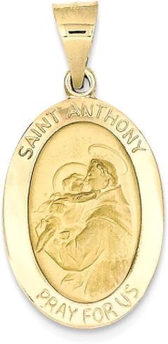 14k Yellow Gold Saint Anthony Medal Necklace Charm Pendant Religious Patron St Fine Jewelry For Women Gifts For Her in Saudi Arabia