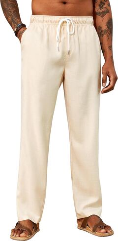 PASLTER Mens Casual Pants Drawstring Elastic Waist Yoga Summer Beach Lounge Pants in Saudi Arabia
