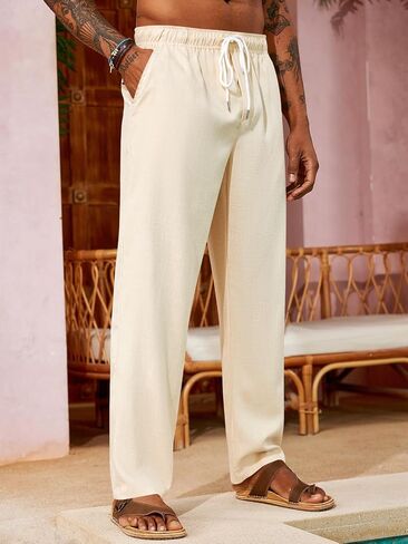 PASLTER Mens Casual Pants Drawstring Elastic Waist Yoga Summer Beach Lounge Pants in Saudi Arabia
