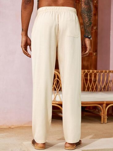 PASLTER Mens Casual Pants Drawstring Elastic Waist Yoga Summer Beach Lounge Pants in Saudi Arabia