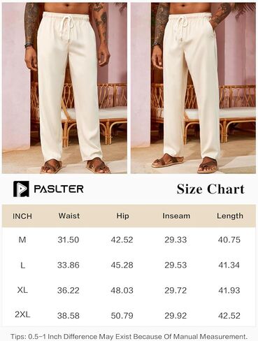 PASLTER Mens Casual Pants Drawstring Elastic Waist Yoga Summer Beach Lounge Pants in Saudi Arabia