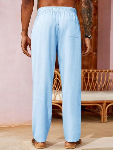 PASLTER Mens Casual Pants Drawstring Elastic Waist Yoga Summer Beach Lounge Pants in Saudi Arabia