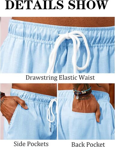PASLTER Mens Casual Pants Drawstring Elastic Waist Yoga Summer Beach Lounge Pants in Saudi Arabia