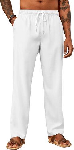 PASLTER Mens Casual Pants Drawstring Elastic Waist Yoga Summer Beach Lounge Pants in Saudi Arabia