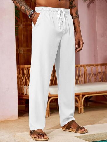 PASLTER Mens Casual Pants Drawstring Elastic Waist Yoga Summer Beach Lounge Pants in Saudi Arabia