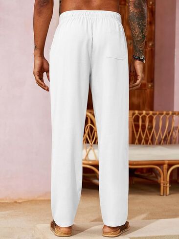 PASLTER Mens Casual Pants Drawstring Elastic Waist Yoga Summer Beach Lounge Pants in Saudi Arabia
