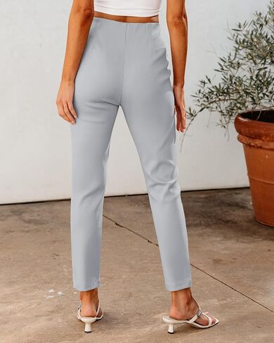 GRAPENT Cropped Pants for Women Dressy Casual High Waisted Pleated Pants Lightweight Stretch Slim Ankle Trousers Pants in Saudi Arabia