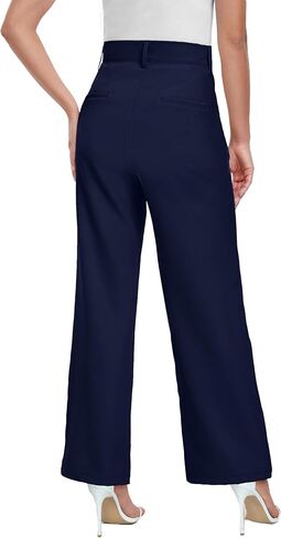 Wide Leg Dress Pants for Woman, High Waisted Business Casual Work Trousers with Pockets in Saudi Arabia