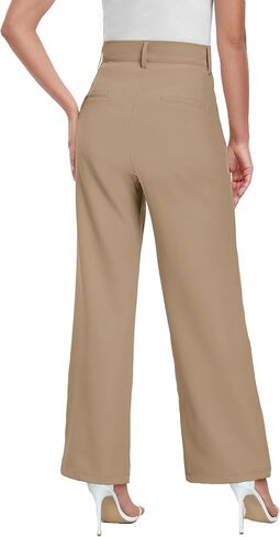 Wide Leg Dress Pants for Woman, High Waisted Business Casual Work Trousers with Pockets in Saudi Arabia