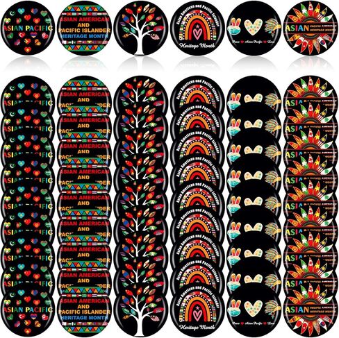 120 Pcs Asian American and Pacific Islander Heritage Month Lapel Pin Metal Round Badges Brooch Jewelry Button Pins Bulk Gifts Party Decorations Accessories for Men Women in Kuwait