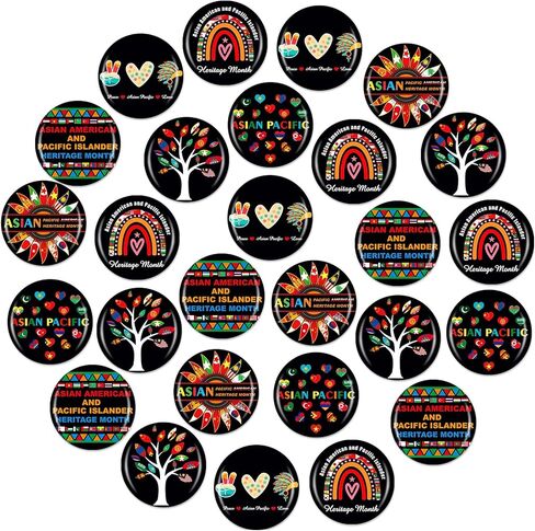 120 Pcs Asian American and Pacific Islander Heritage Month Lapel Pin Metal Round Badges Brooch Jewelry Button Pins Bulk Gifts Party Decorations Accessories for Men Women in Kuwait
