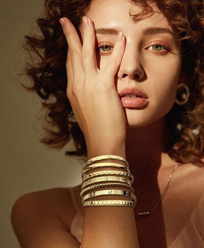 KISS WIFE Gold Cuff Bracelets Set for Women Girls, Layered Stackable Open Adjustable Bangle Bracelets, Trendy Jewelry Gift for Her in Kuwait