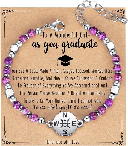 2024 Graduation Gifts for Her Girls Women, Tiny Gemstone Graduation Bracelet with Unique Cap Gift Box as High School College Kindergarten 5th 8th Grade Graduation Gifts in Saudi Arabia