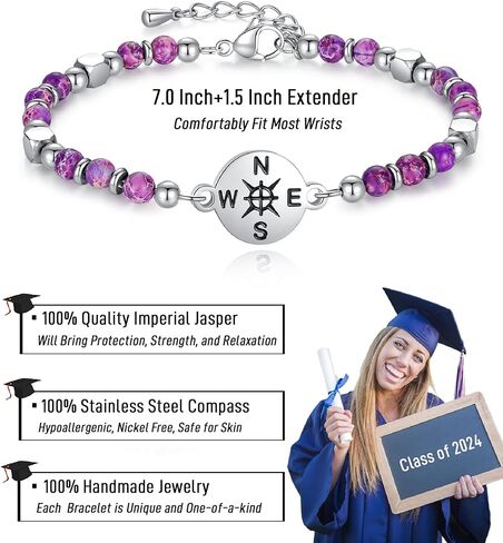 2024 Graduation Gifts for Her Girls Women, Tiny Gemstone Graduation Bracelet with Unique Cap Gift Box as High School College Kindergarten 5th 8th Grade Graduation Gifts in Saudi Arabia