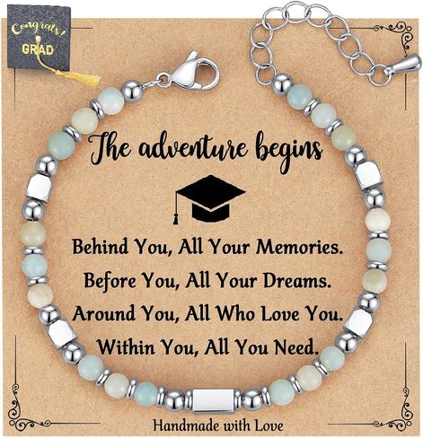 2024 Graduation Gifts for Her Girls Women, Tiny Gemstone Graduation Bracelet with Unique Cap Gift Box as High School College Kindergarten 5th 8th Grade Graduation Gifts in Saudi Arabia