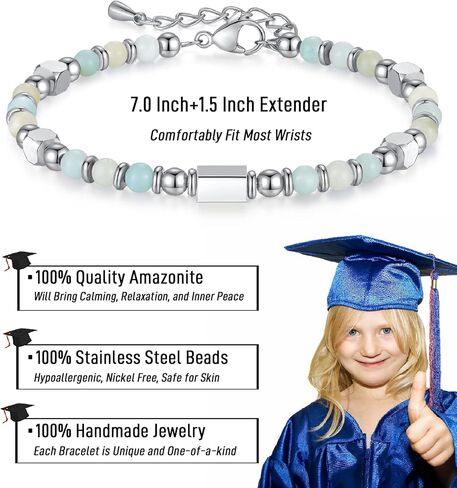 2024 Graduation Gifts for Her Girls Women, Tiny Gemstone Graduation Bracelet with Unique Cap Gift Box as High School College Kindergarten 5th 8th Grade Graduation Gifts in Saudi Arabia