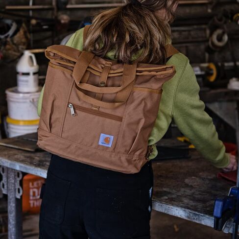 Carhartt، حقيبة متينة مع أشرطة قابلة للتعديل وحقيبة كمبيوتر محمول، حقيبة ظهر قابلة للتحويل باللون البني، مقاس واحد in Saudi Arabia