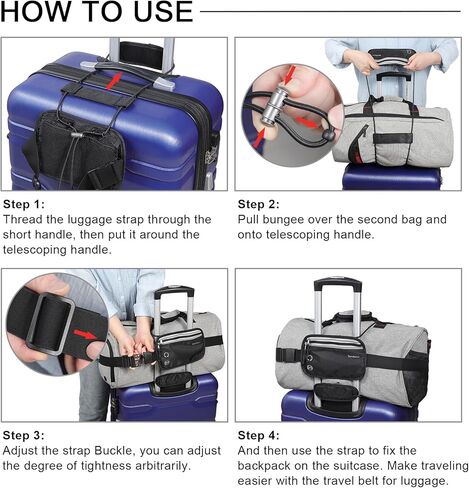 Luggage Strap, 2-in-1 Luggage Straps Bag Bungees for Add a Bag, RFID Blocking Travel Wallet Adjustable Suitcase Belt in Saudi Arabia