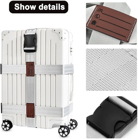 3-in-1 Luggage Straps| Suitcase Strap, Luggage Strap, Luggage Belt Strap, Luggage Straps for Suitcases TSA Approved, Bag Straps for Luggage,Suitcase Belt Strap. Wraps and Buckle Straps (White 3-1) in Saudi Arabia