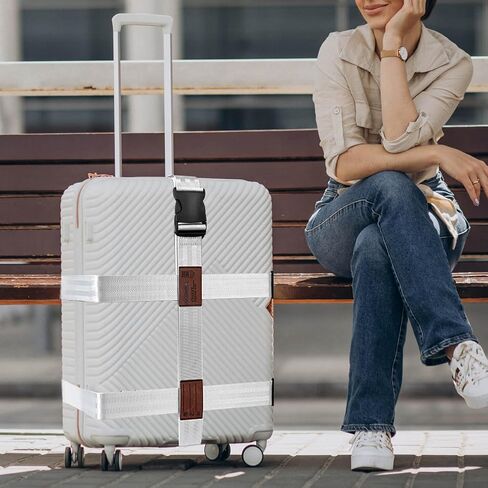 3-in-1 Luggage Straps| Suitcase Strap, Luggage Strap, Luggage Belt Strap, Luggage Straps for Suitcases TSA Approved, Bag Straps for Luggage,Suitcase Belt Strap. Wraps and Buckle Straps (White 3-1) in Saudi Arabia
