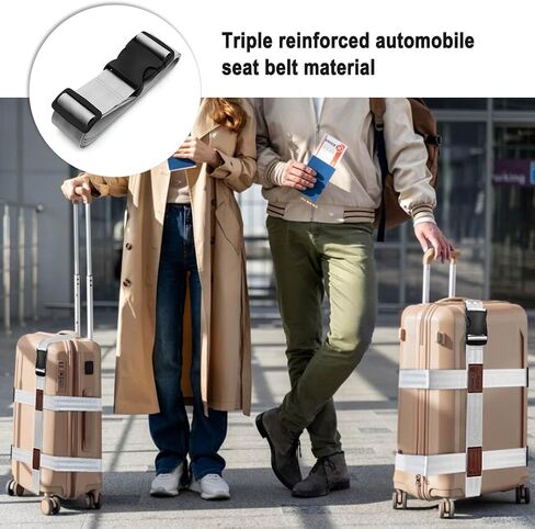 3-in-1 Luggage Straps| Suitcase Strap, Luggage Strap, Luggage Belt Strap, Luggage Straps for Suitcases TSA Approved, Bag Straps for Luggage,Suitcase Belt Strap. Wraps and Buckle Straps (White 3-1) in Saudi Arabia