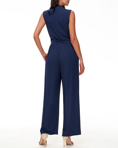 Tanou One Piece Jumpsuits for Women Dressy Casual Outfits Sleeveless Mock Neck Wide Leg Jumpsuits With Pockets in Kuwait