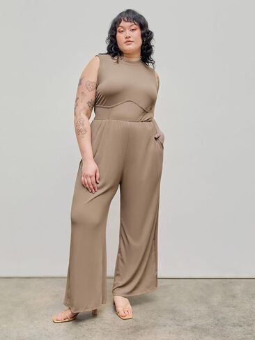 Wide Leg, Sleeveless, Jumpsuit for Women, Plus Size, Curvy in Saudi Arabia