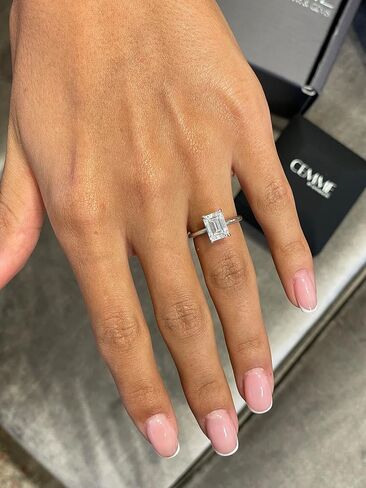 2-3 Carat Cushion/Round/Emerald/Radiant Cut Moissanite Engagement Statement Wedding Band Ring for Women in 14k White Gold (D-E, VS1, 3 CTW) Anniversary Promise Ring Size 4.5 to 11 in Kuwait