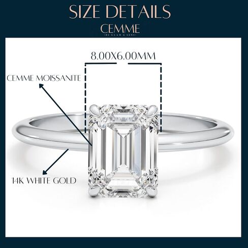 2-3 Carat Cushion/Round/Emerald/Radiant Cut Moissanite Engagement Statement Wedding Band Ring for Women in 14k White Gold (D-E, VS1, 3 CTW) Anniversary Promise Ring Size 4.5 to 11 in Kuwait