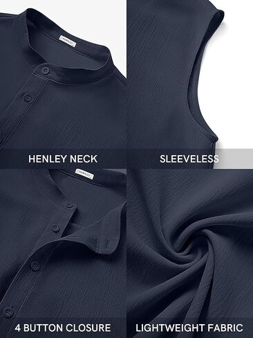 قمصان شاطئ بدون أكمام للرجال، تي شيرت صيفي كاجوال بدون أكمام بأزرار سفلية من Henley in Kuwait