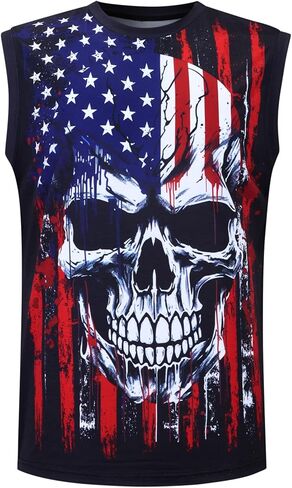 Mens USA Flag Stars and Stripes 4th of July Tank Tops Retro Muscle 1776 Sleeveless Shirt in Kuwait