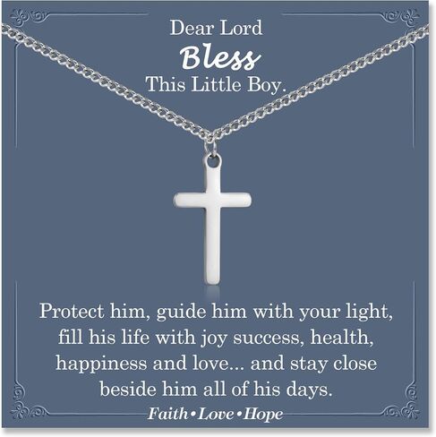 Cross Necklace for Boys, Easter First Cmmunion Baptism Confirmation Gifts for Teenage Boys -Birthday Graduation Back to School Christmas Valentines Day Gifts for Him Son Grandson Nephew in Saudi Arabia