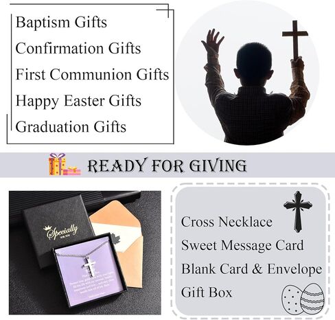 Cross Necklace for Boys, Easter First Cmmunion Baptism Confirmation Gifts for Teenage Boys -Birthday Graduation Back to School Christmas Valentines Day Gifts for Him Son Grandson Nephew in Saudi Arabia