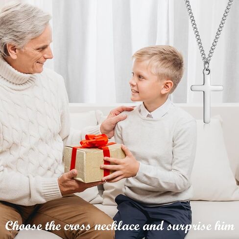 Cross Necklace for Boys, Easter First Cmmunion Baptism Confirmation Gifts for Teenage Boys -Birthday Graduation Back to School Christmas Valentines Day Gifts for Him Son Grandson Nephew in Saudi Arabia