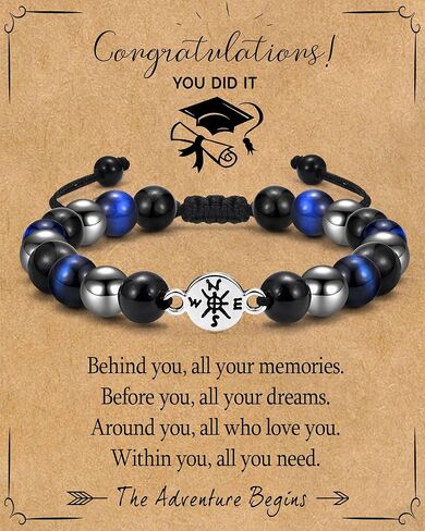 Graduation Gift for Him - Class of 2024 College Masters High School Graduate Inspirational Compass Beads Bracelet Graduation Gifts for Boys Men Friends Senior Students in Kuwait