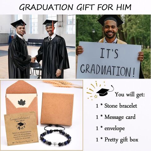 Graduation Gift for Him - Class of 2024 College Masters High School Graduate Inspirational Compass Beads Bracelet Graduation Gifts for Boys Men Friends Senior Students in Kuwait