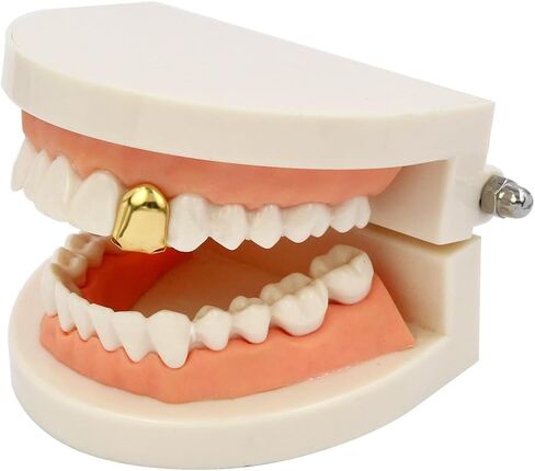 TOPGRILLZ Grillz غطاء أسنان ذهبي Grillz أسنان للرجال شوايات أسنان ذهبية لأسنانك 4 قطع 18 قيراط مطلية بالذهب/الفضة شواية واحدة للنساء مجوهرات ذهبية هيب هوب مغني الراب in Kuwait