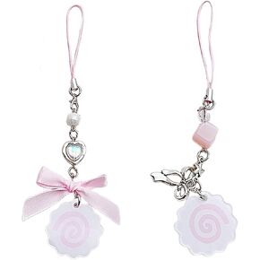 Phone Charm, Cute Japanese Style Phone Charm Fish Cake Heart Bead Bag Pendant Keyring Keychain Perfect for Camera Phones and Key in Kuwait